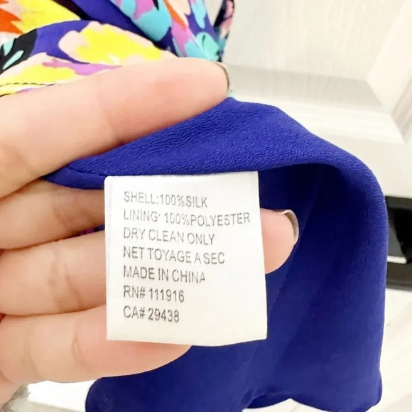 YUMI KIM 100% Silk Blue Floral Wrap Mini Dress - Picture 6 of 8